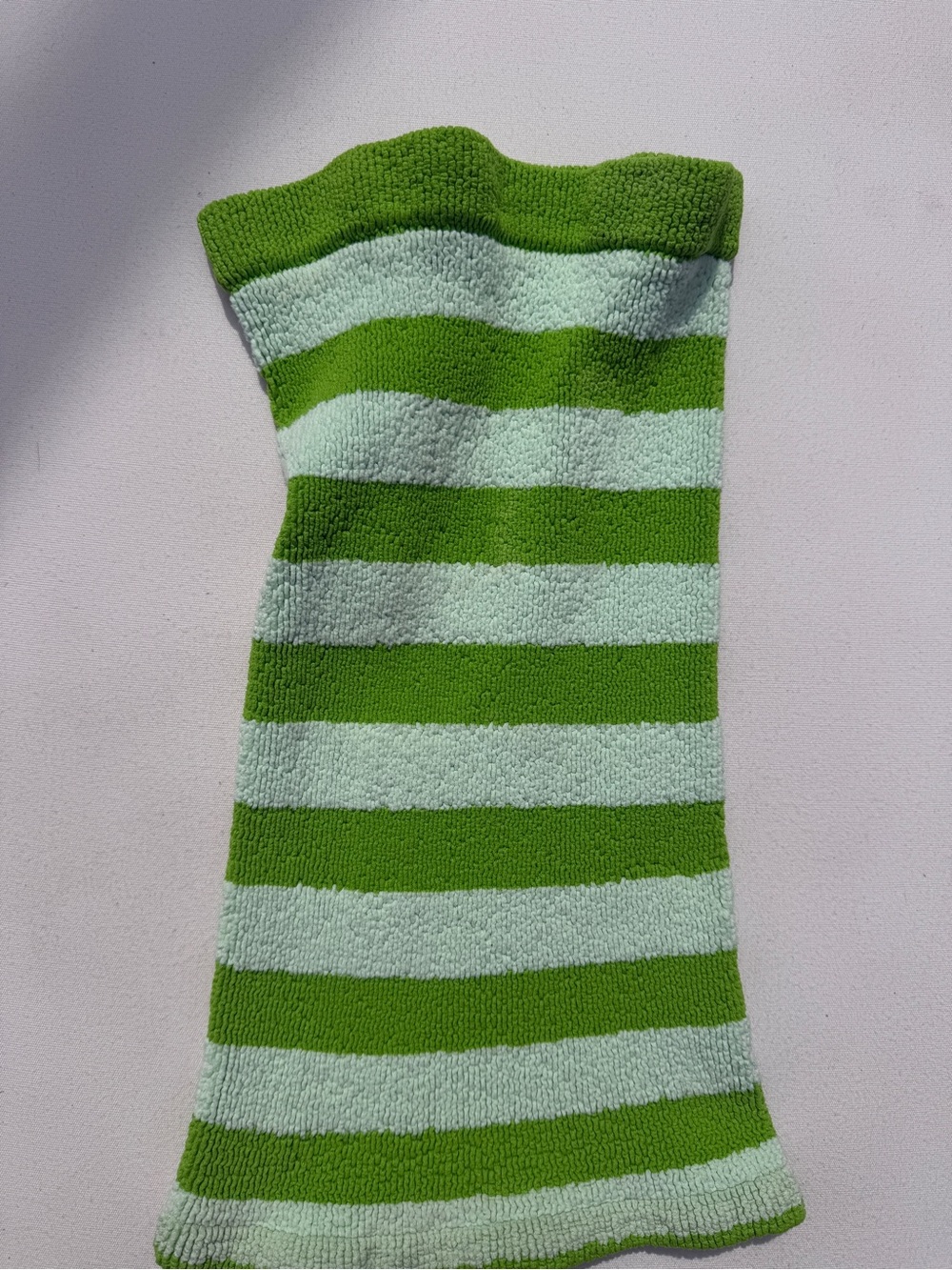 Celandine Striped Off-the-Shoulder Tube Sweater in Green